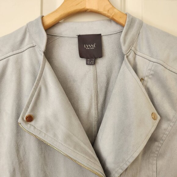 Lysse Summer Vegan Suede Zip Front Moto Jacket Soft Cozy Business Casual Small - Picture 5 of 8